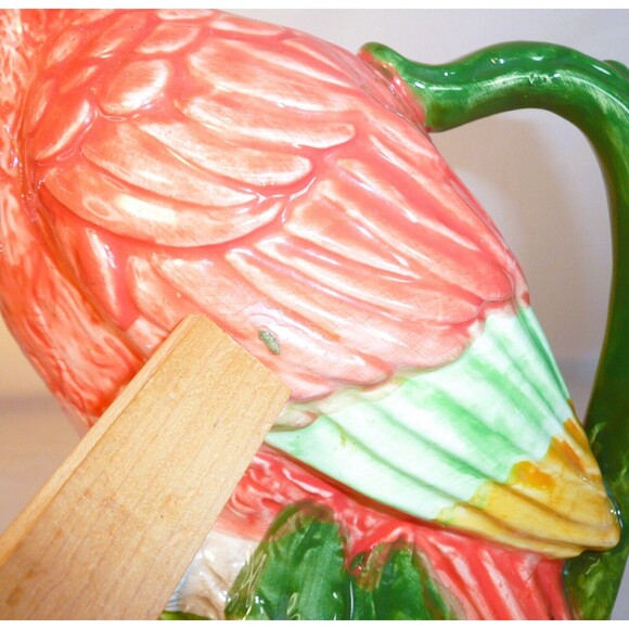 Parrot Bird Vase pitcher Tropical Decorative hand painted ceramic porcelain Tiki - Picture 5 of 12